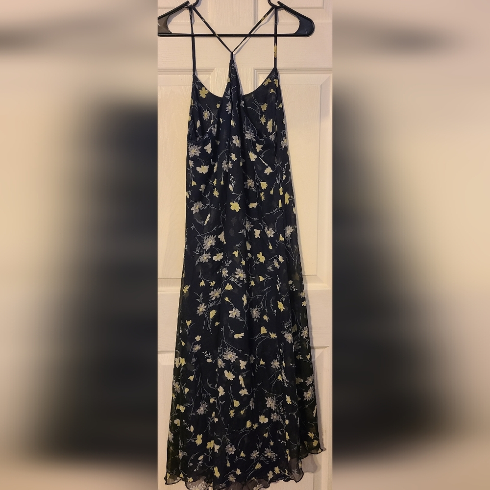 Zeagoo Floral Spaghetti Strap Flowey Sheer Layered Dress L